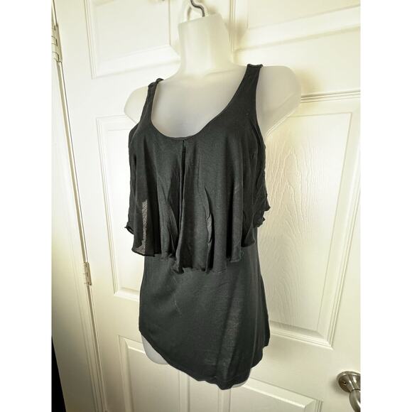 Ann Taylor LOFT Black Ruffle Tank Top coquettish XS , 49-48 - Picture 4 of 15